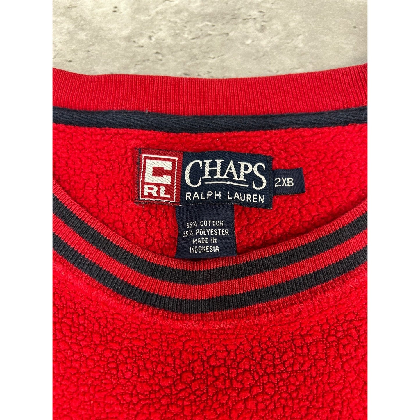 Vintage Chaps Ralph Lauren Embroidered Spellout Fleece Sweatshirt Size 2XL