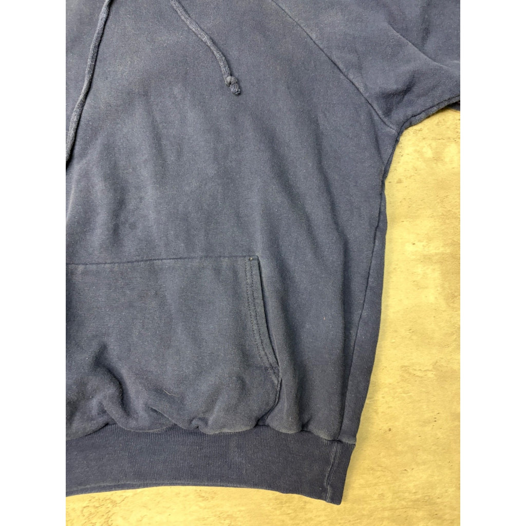 Vintage 1980s Thermal Lined Blank Full Zip Hooded Navy Sweatshirt Size XL