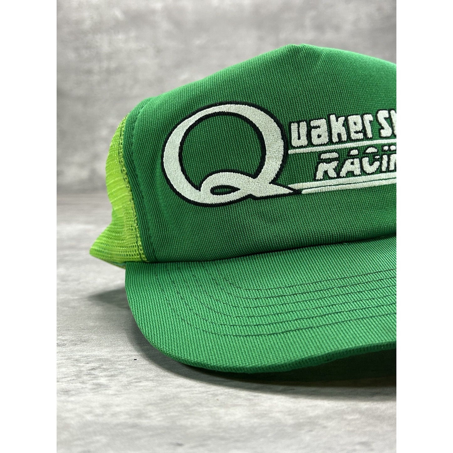 Vintage 1980s Quaker State Racing Graphic Spellout Trucker Snapback Hat OSFA