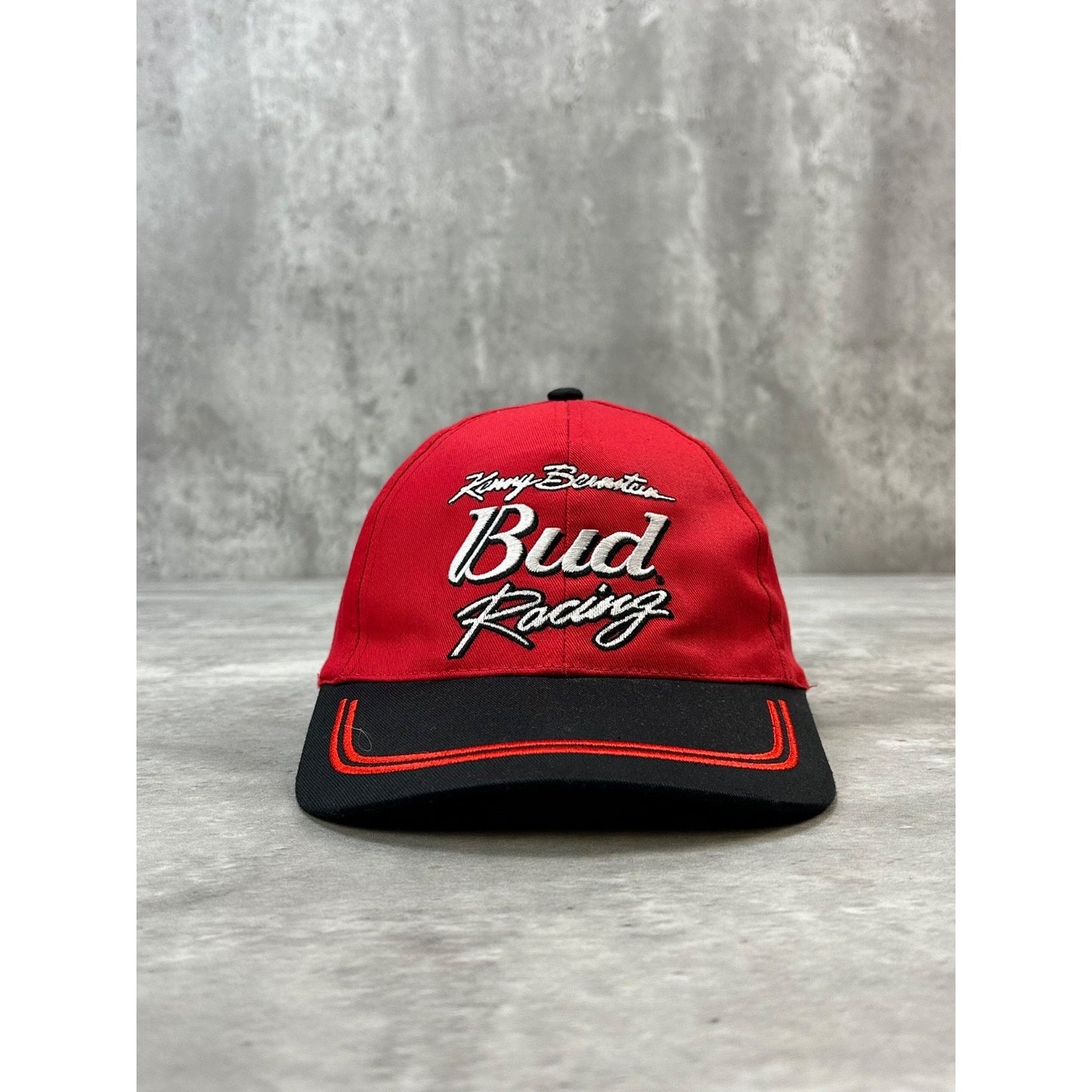 Vintage Budweiser Racing Embroidered Spellout Nascar Strapback Hat OSFA
