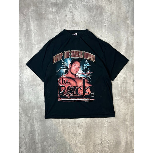Vintage 1999 WWF The Rock Layin' The Smack Down Wrestling T-Shirt Size XL