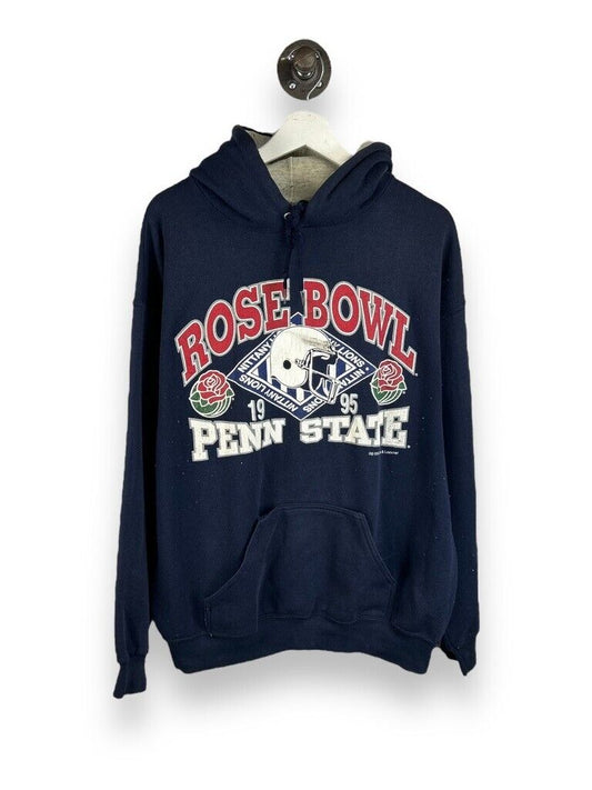 Vintage 1995 Penn State NCAA Rose Bowl Collegiate Hooded Sweatshirt Size XL