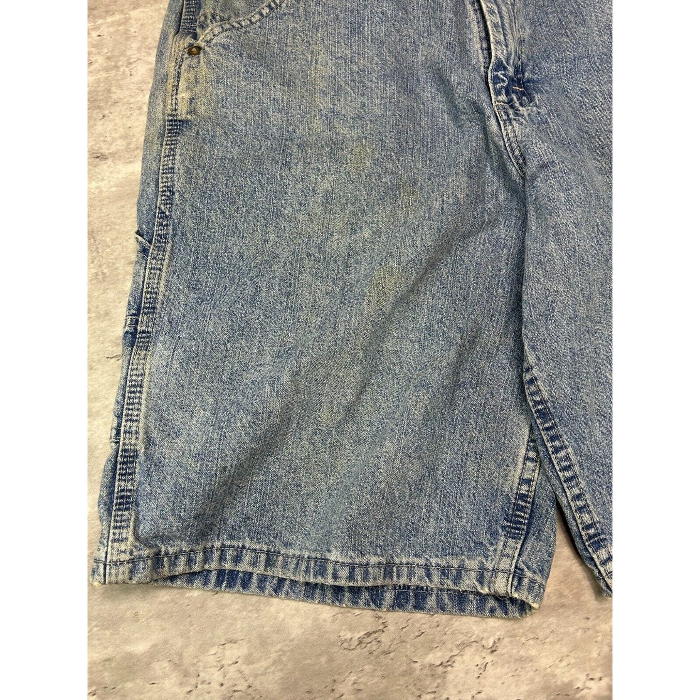 Vintage Wrangler Jeans Light Wash Denim Workwear Carpenter Shorts Size 35 Blue