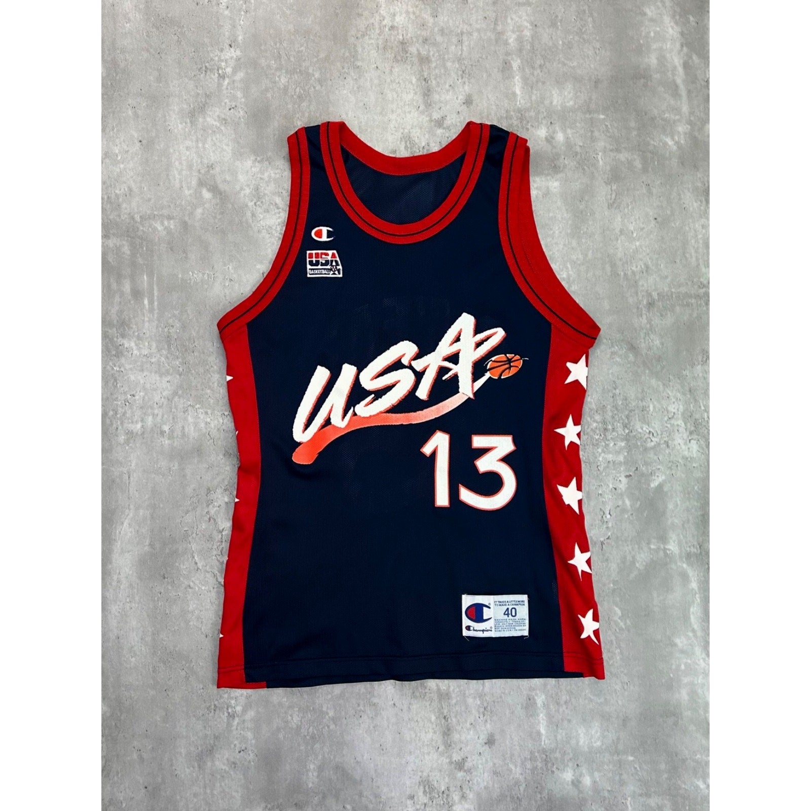 Vintage Shaquille O'Neal #13 USA Dream Team Basketball Champion Jersey Sz Small