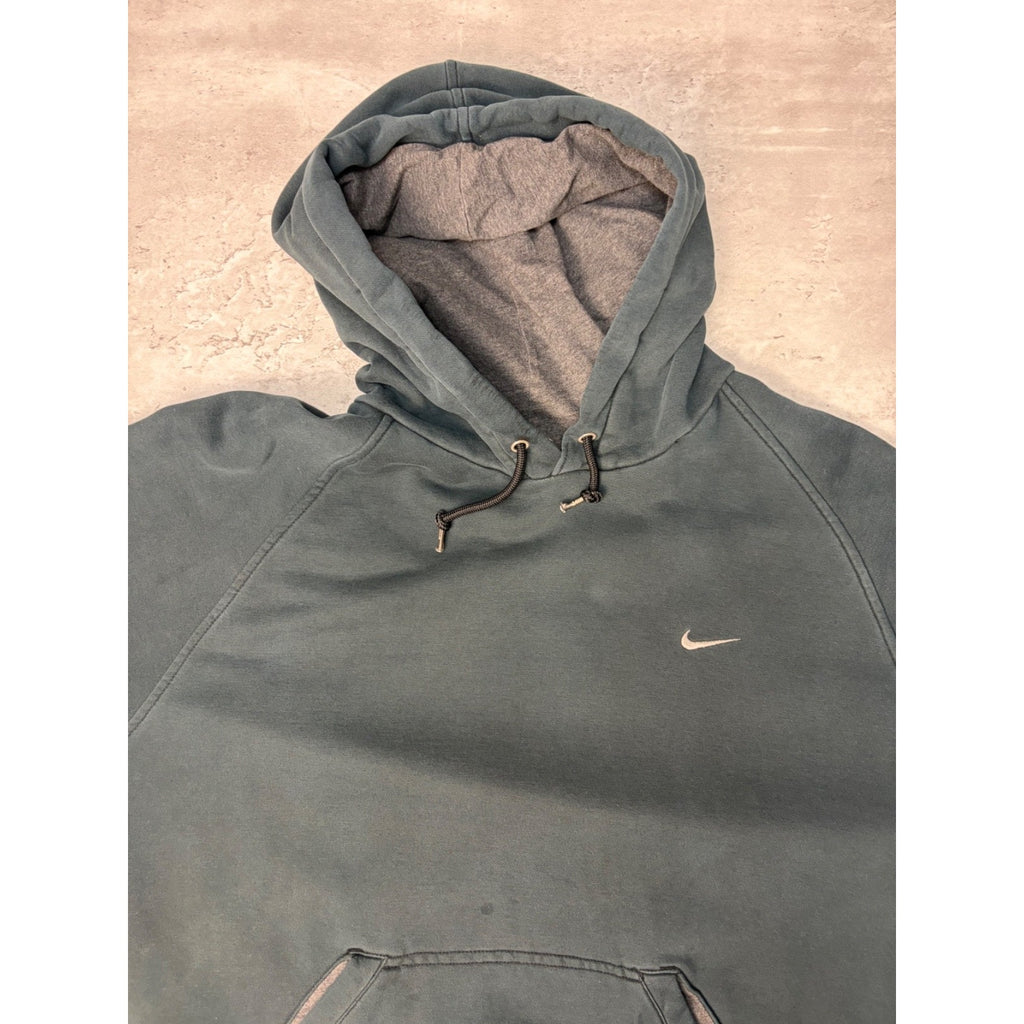 Vintage Nike Embroidered Mini Swoosh Black Hooded Sweatshirt Size Large