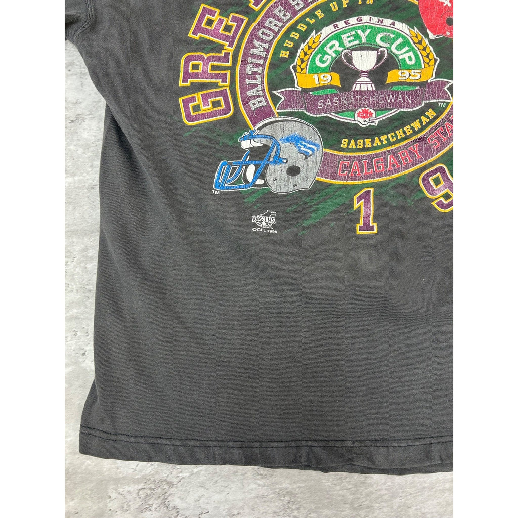 Vintage 1995 CFL Grey Cup Stallions Vs Stampeders Football T-Shirt Size Large