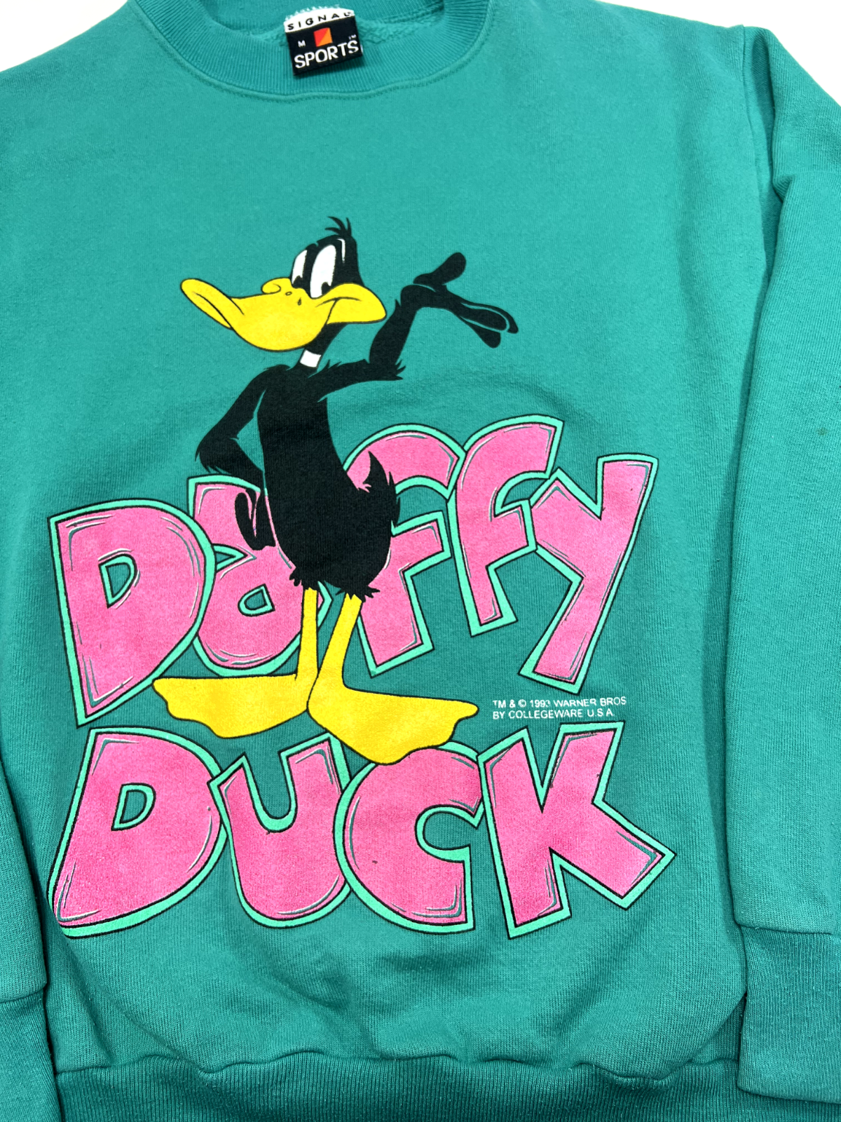 Vintage 1993 Looney Tunes Daffy Duck Big Graphic Character Sweatshirt Medium 90s