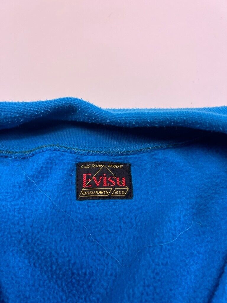 Vintage Evisu Arches Back Print Full Zip Sweatshirt Size 2XL Blue