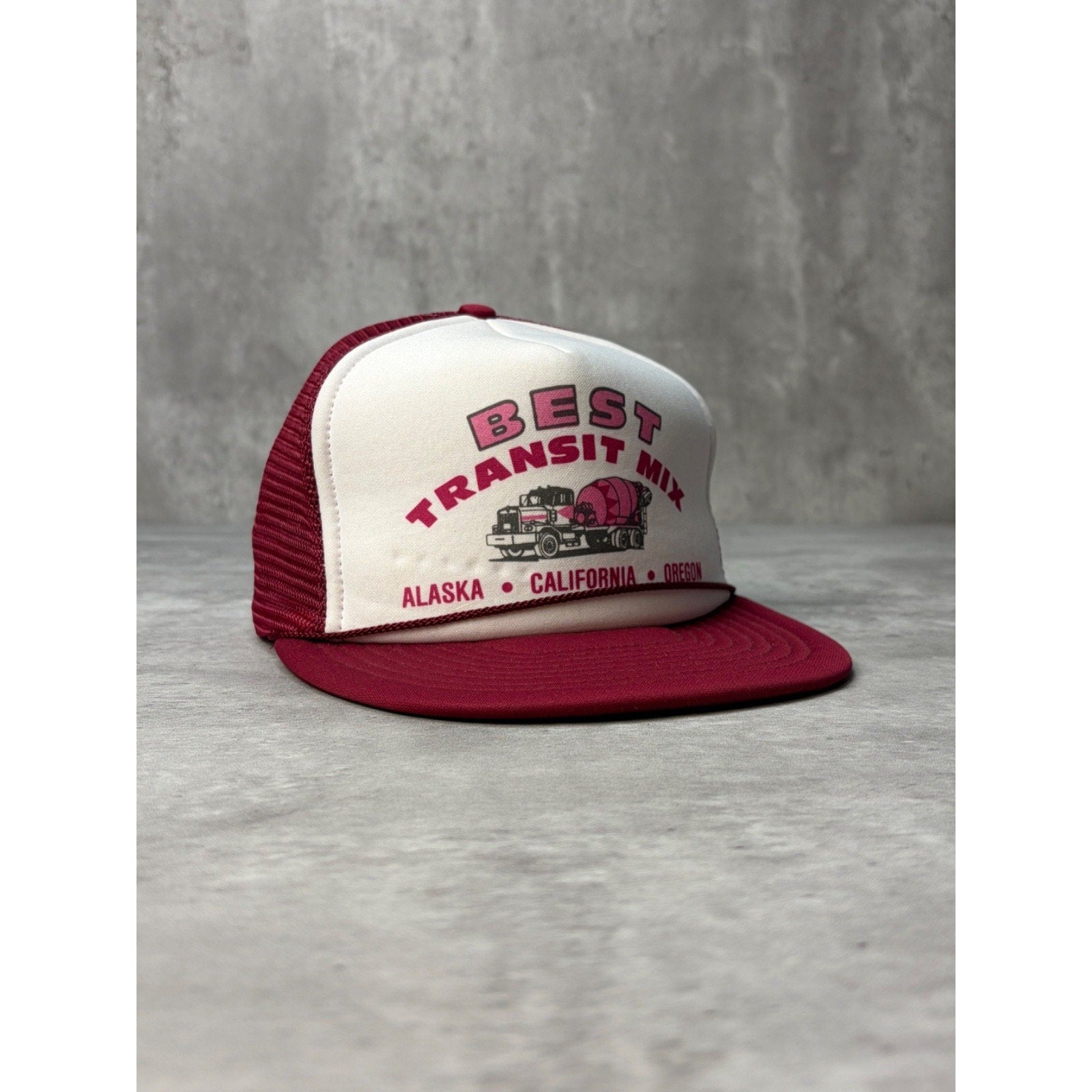 Vintage Best Transit Mix Concrete Truck Graphic Trucker Snapback Hat OSFA