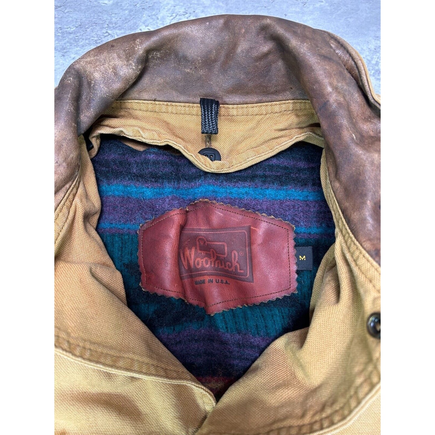 Vintage 80s/90s Woolrich Blanket Lined Canvas Double Pocket Jacket Size Medium