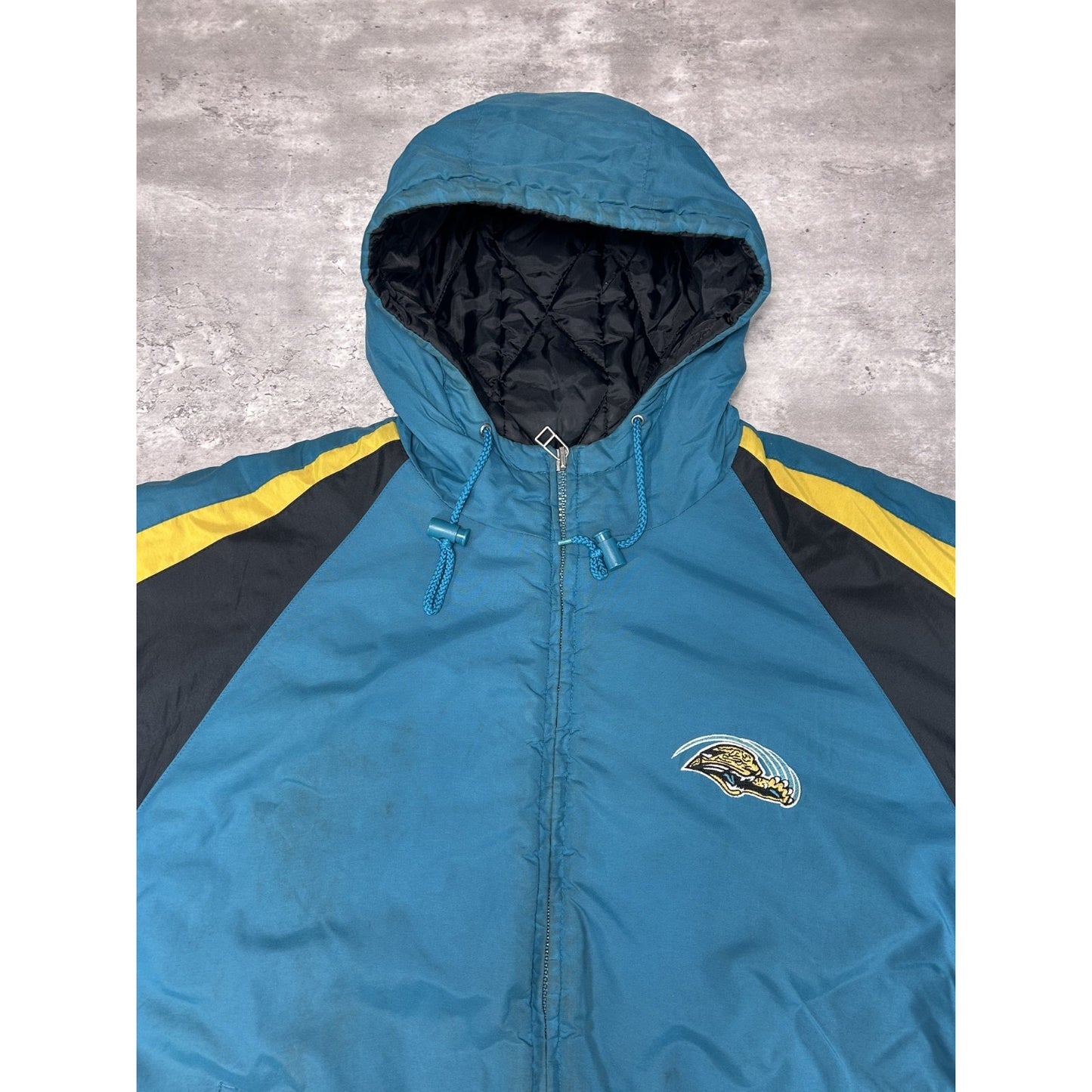 Vintage Jacksonville Jaguars NFL Embroidered Insulated Hooded Jacket Size XL