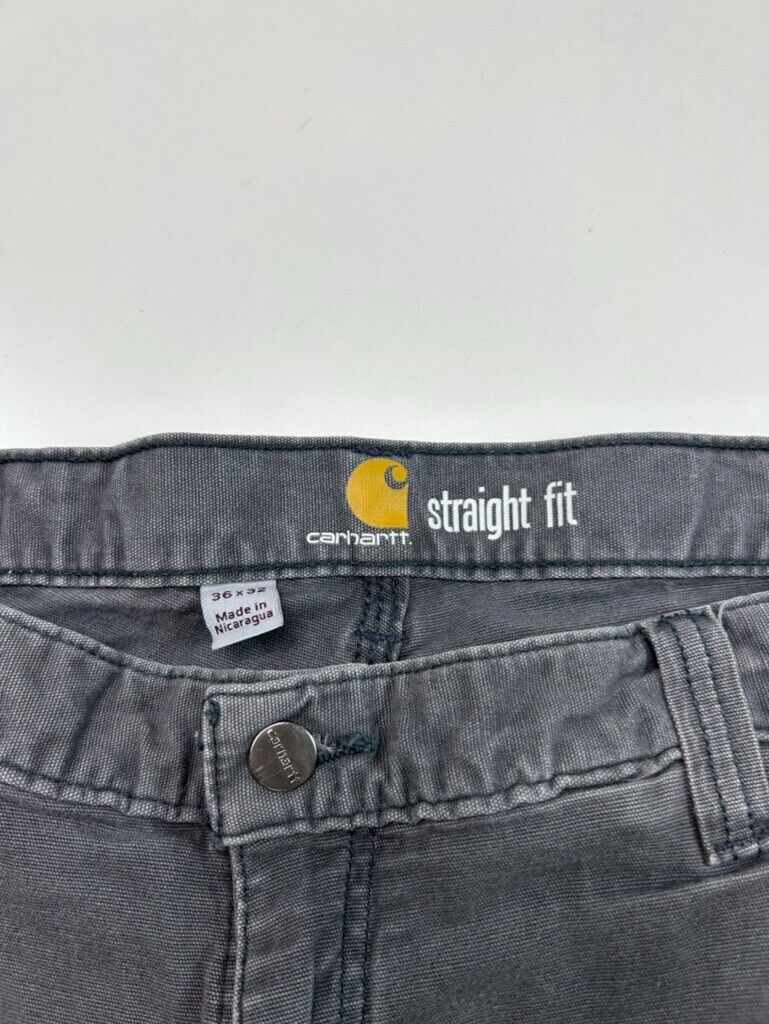 Carhartt Straight Fit Canvas Workwear Pants Size 37 Gray