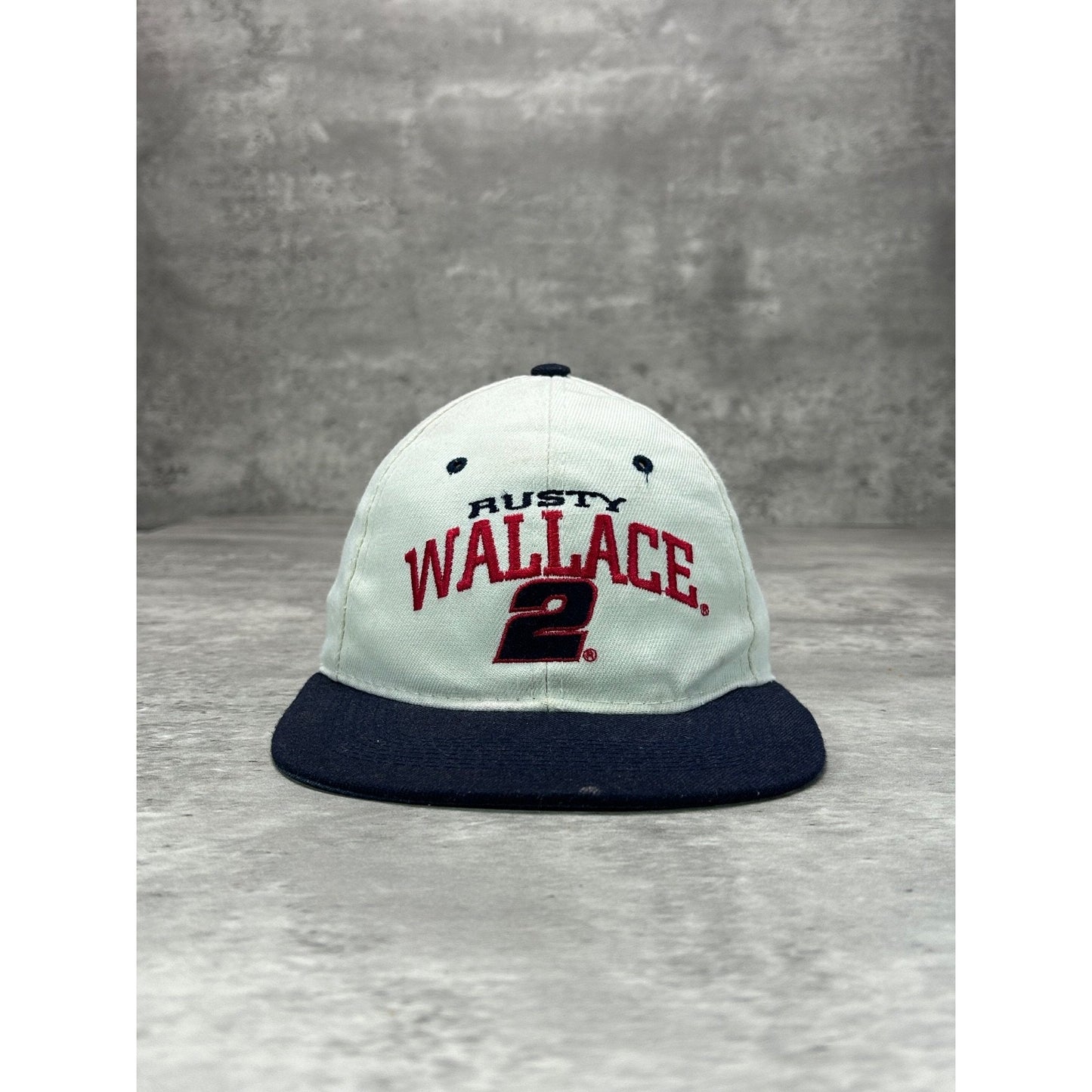 Vintage 90s Rusty Wallace #2 Embroidered Spellout Nascar Snapback Hat OSFA