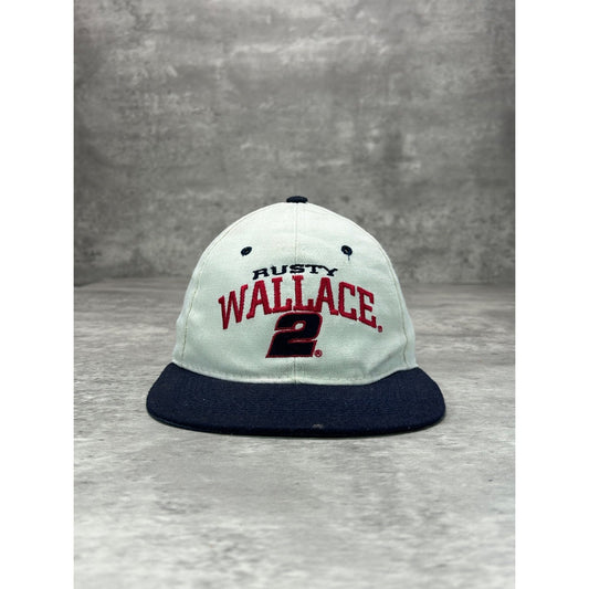 Vintage 90s Rusty Wallace #2 Embroidered Spellout Nascar Snapback Hat OSFA