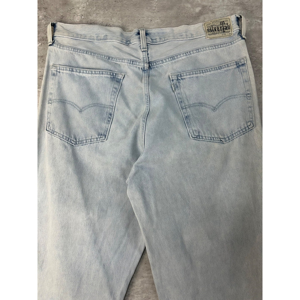 Vintage Levis Silvertab Loose Fit Light Wash Baggy Denim Pants Size 37