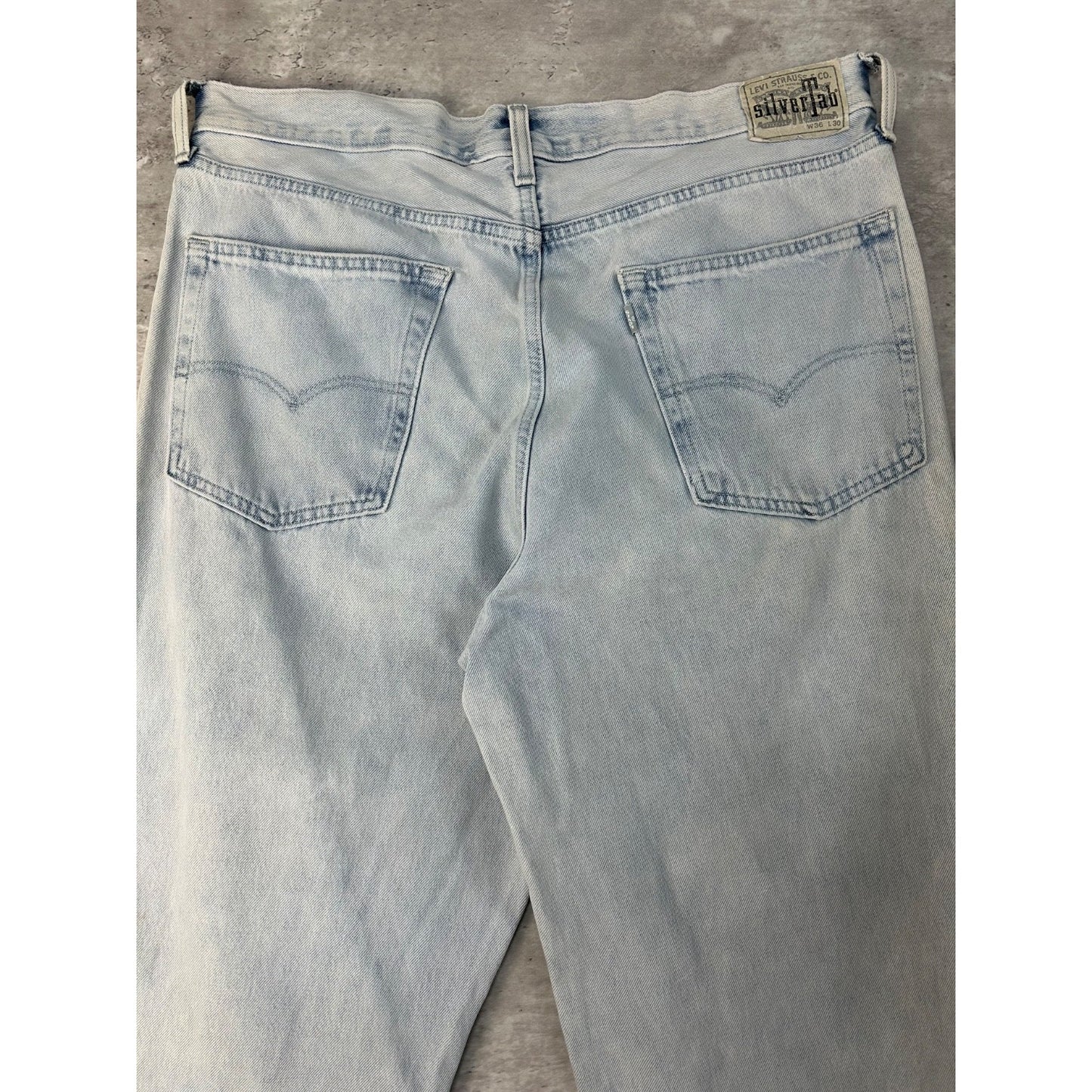 Vintage Levis Silvertab Loose Fit Light Wash Baggy Denim Pants Size 37