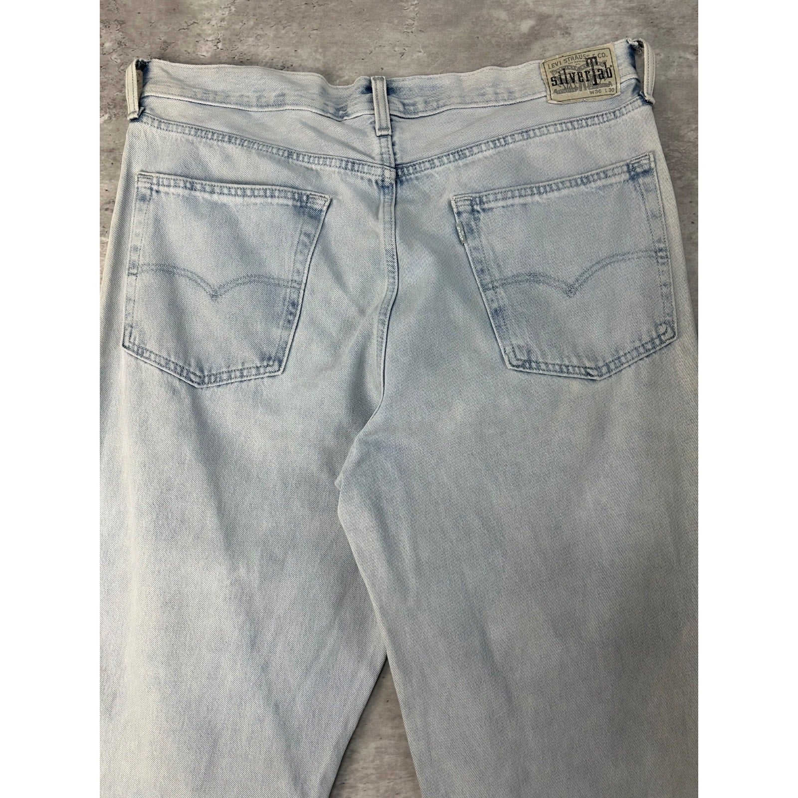 Vintage Levis Silvertab Loose Fit Light Wash Baggy Denim Pants Size 37