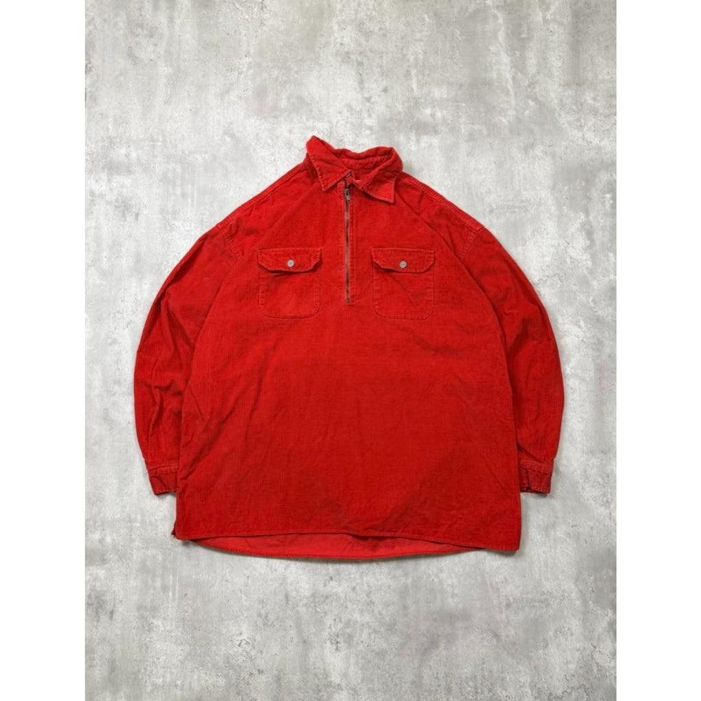 VTG Marlboro Unlimited Corduroy Long Sleeve 1/4 Zip Collared Shirt Size Large