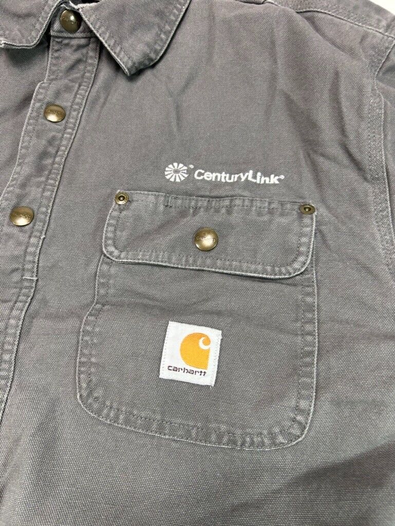 VTG Carhartt Plaid Lined Canvas Work Wear Long Sleeve Button Up Shirt Size Large