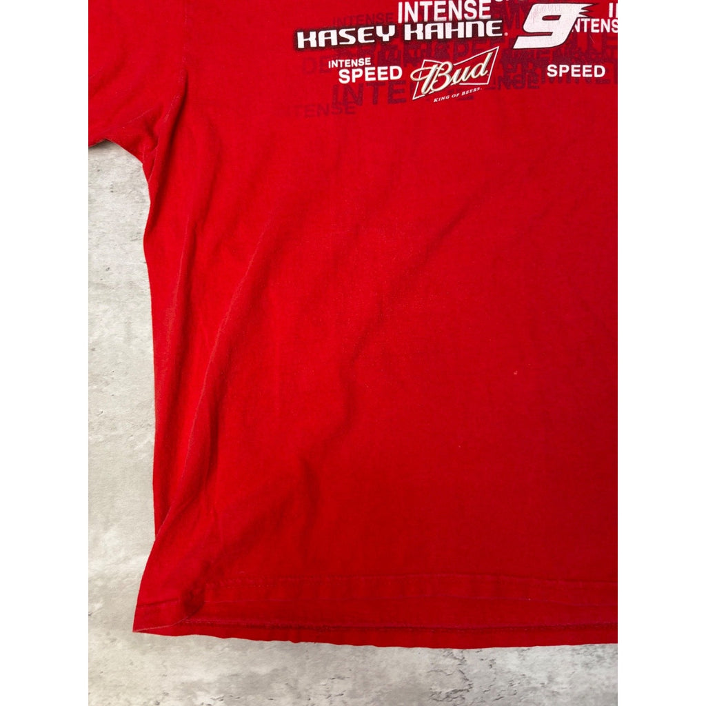 Vintage Kasey Kane #9 Nascar Bud Racing Graphic Spellout T-Shirt Size XL