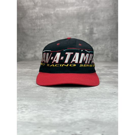 Vintage 90s Hav-A-Tampa Dirt Racing Series Embroidered Snapback Hat OSFA