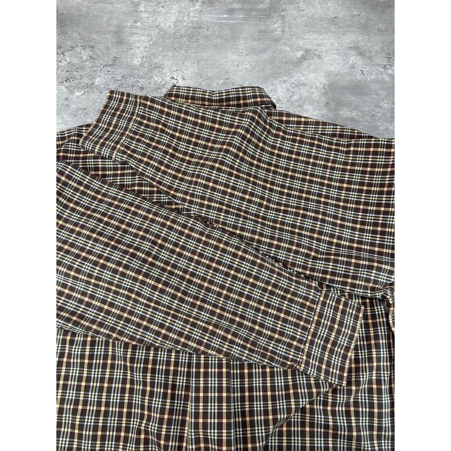 Vintage Chaps Ralph Lauren Plaid Print Reworked Cropped Button Up Shirt Sz XL