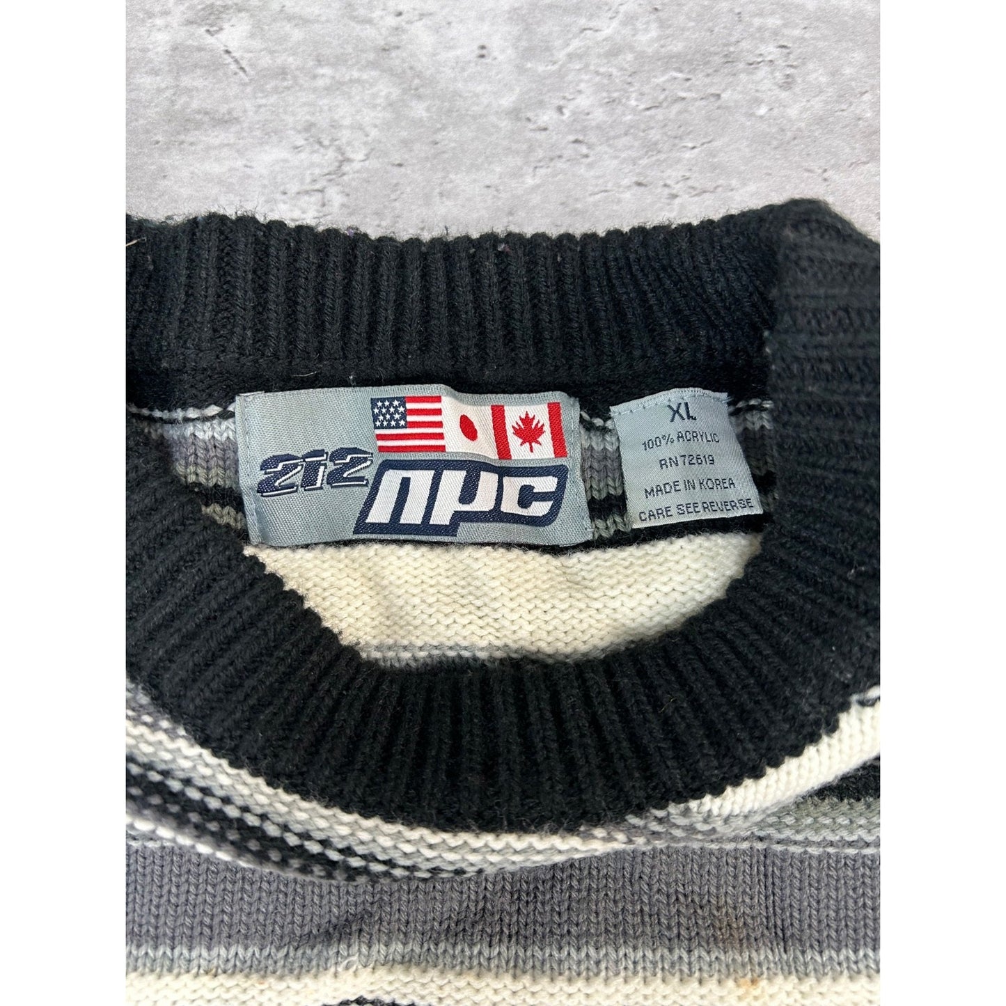 Vintage 90s 212 NYC Striped Pullover Ribbed Knit Sweater Size XL