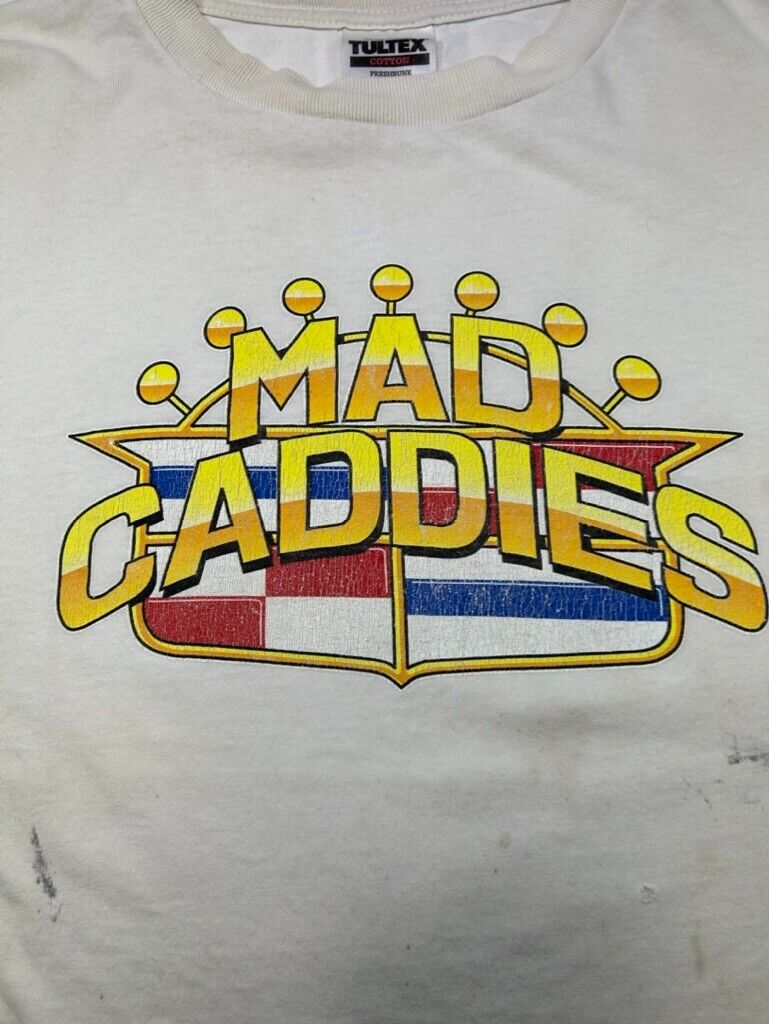 Vintage 90s Mad Caddies Spellout Graphic T-Shirt Size XL White