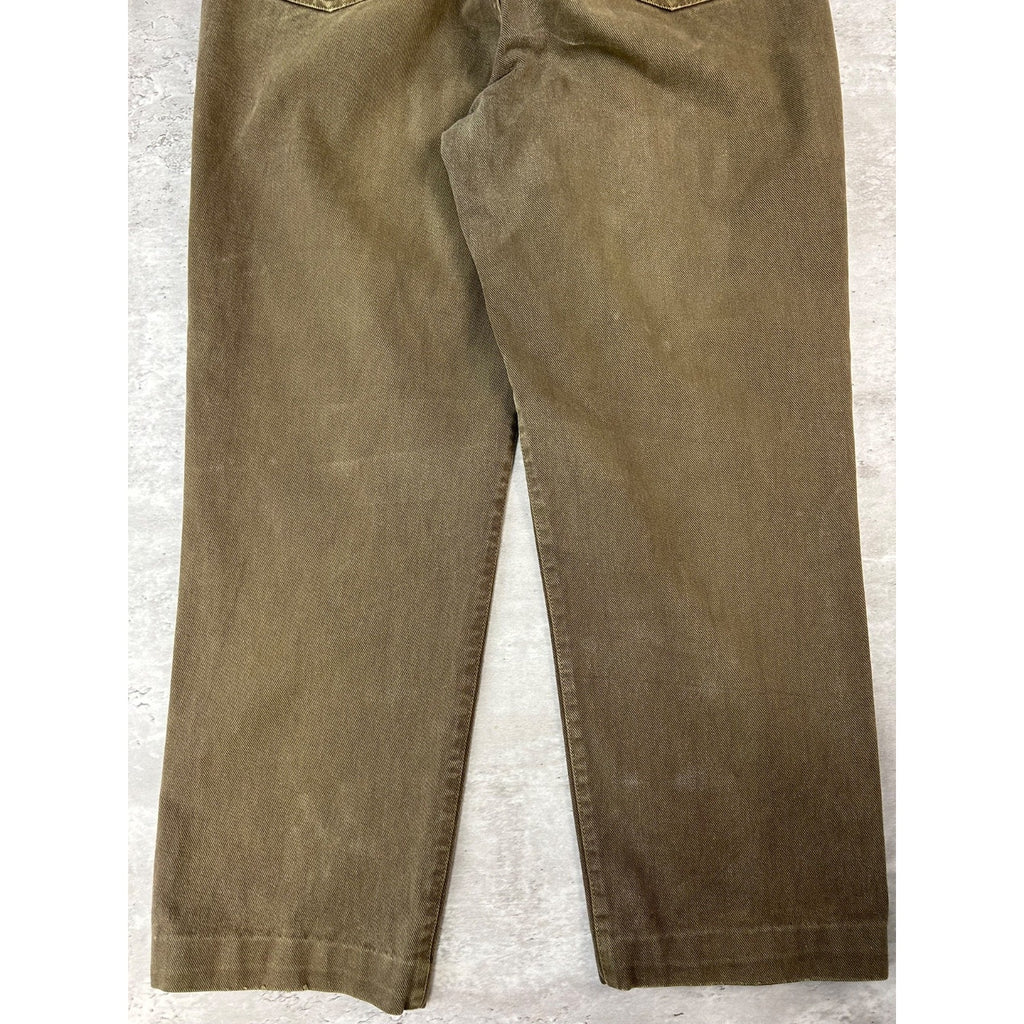 Vintage 90s Guess Jeans Baggy Fit Green Denim Pants Size 34