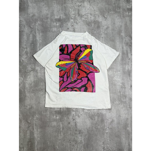 Vintage 80s/90s Butterfly Art Graphic Nature T-Shirt Size XL White