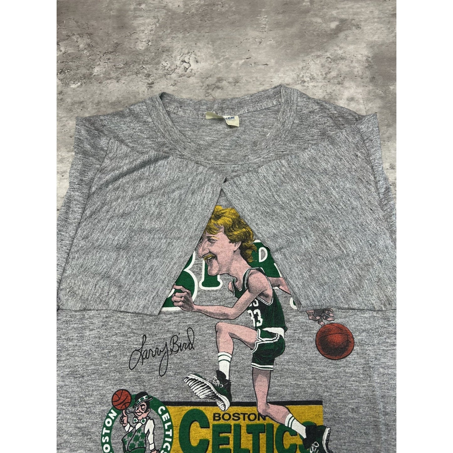 Vintage 80s Larry Bird #33 Boston Celtics Caricature Graphic T-Shirt Size XL
