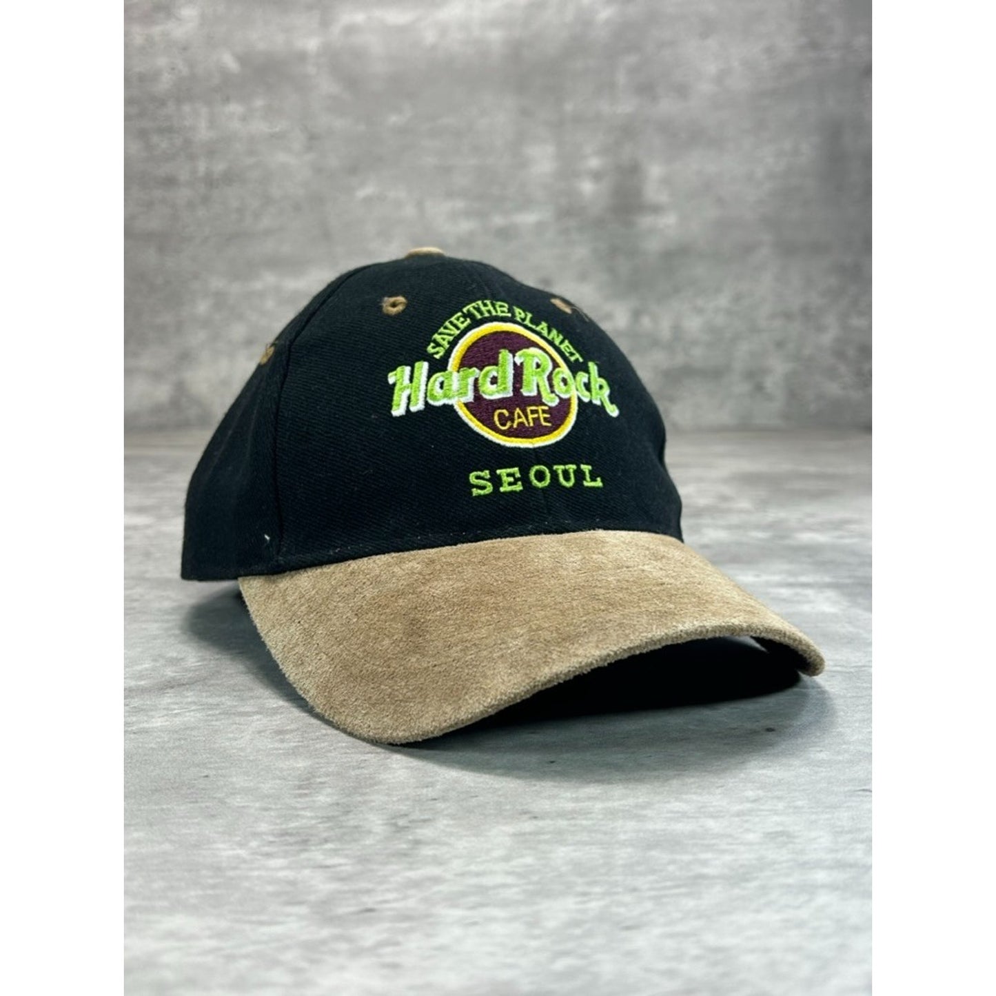 Vintage 90s Hard Rock Cafe Seoul Embroidered Logo Destination Snapback Hat OSFA