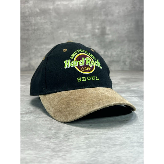 Vintage 90s Hard Rock Cafe Seoul Embroidered Logo Destination Snapback Hat OSFA