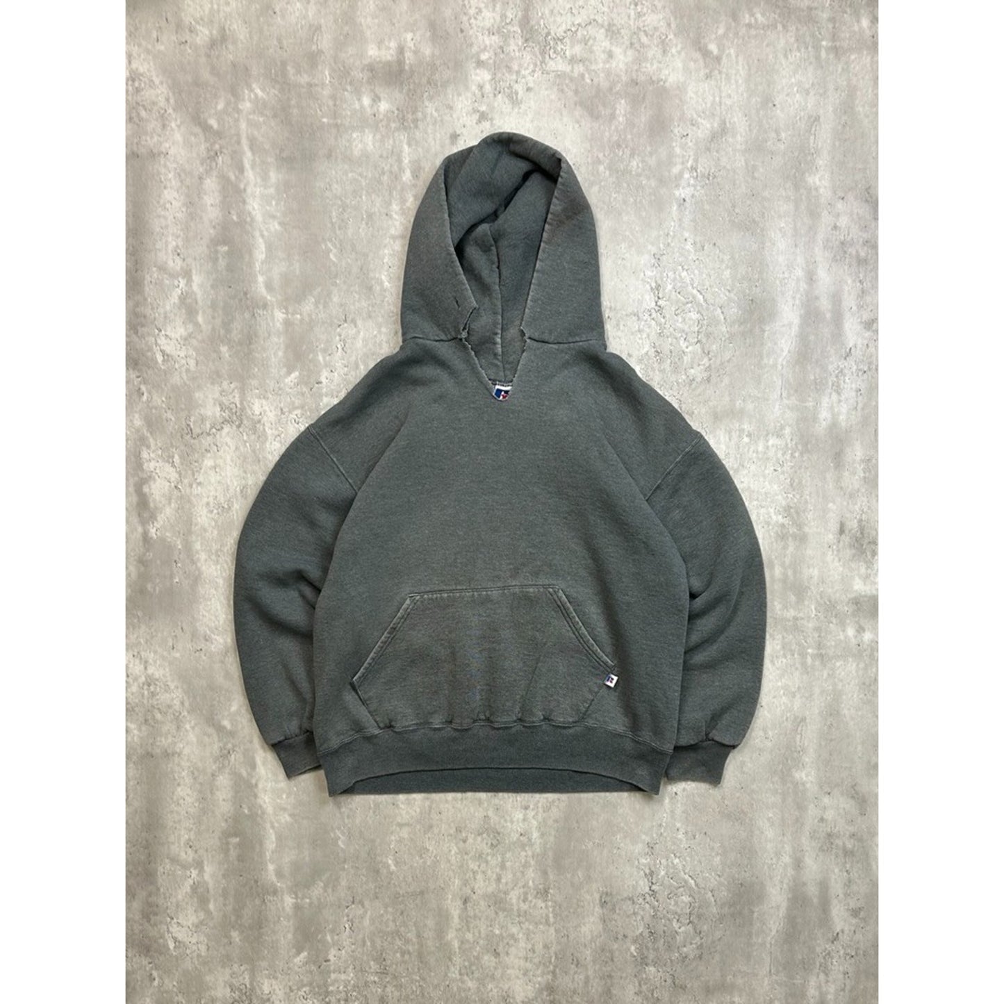 Vintage Russell Athletics Blank Pullover Charcoal Gray Hooded Sweatshirt Large