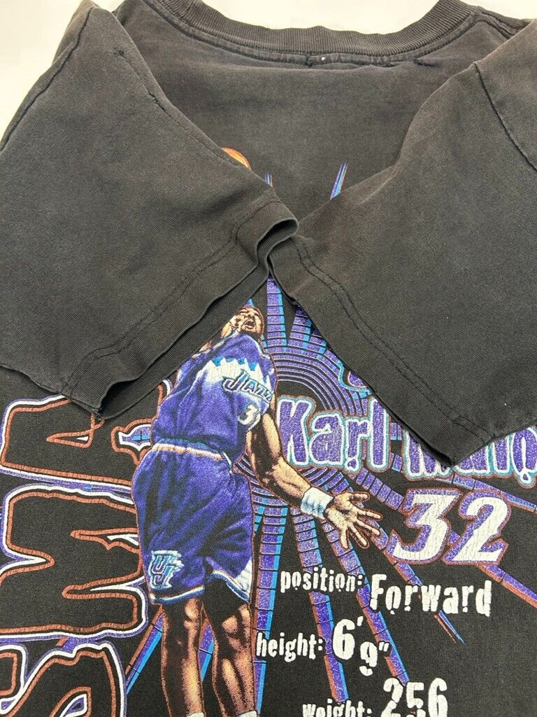 Vintage John Stockton Karl Malone Utah Jazz NBA Player Graphic T-Shirt Sz Small