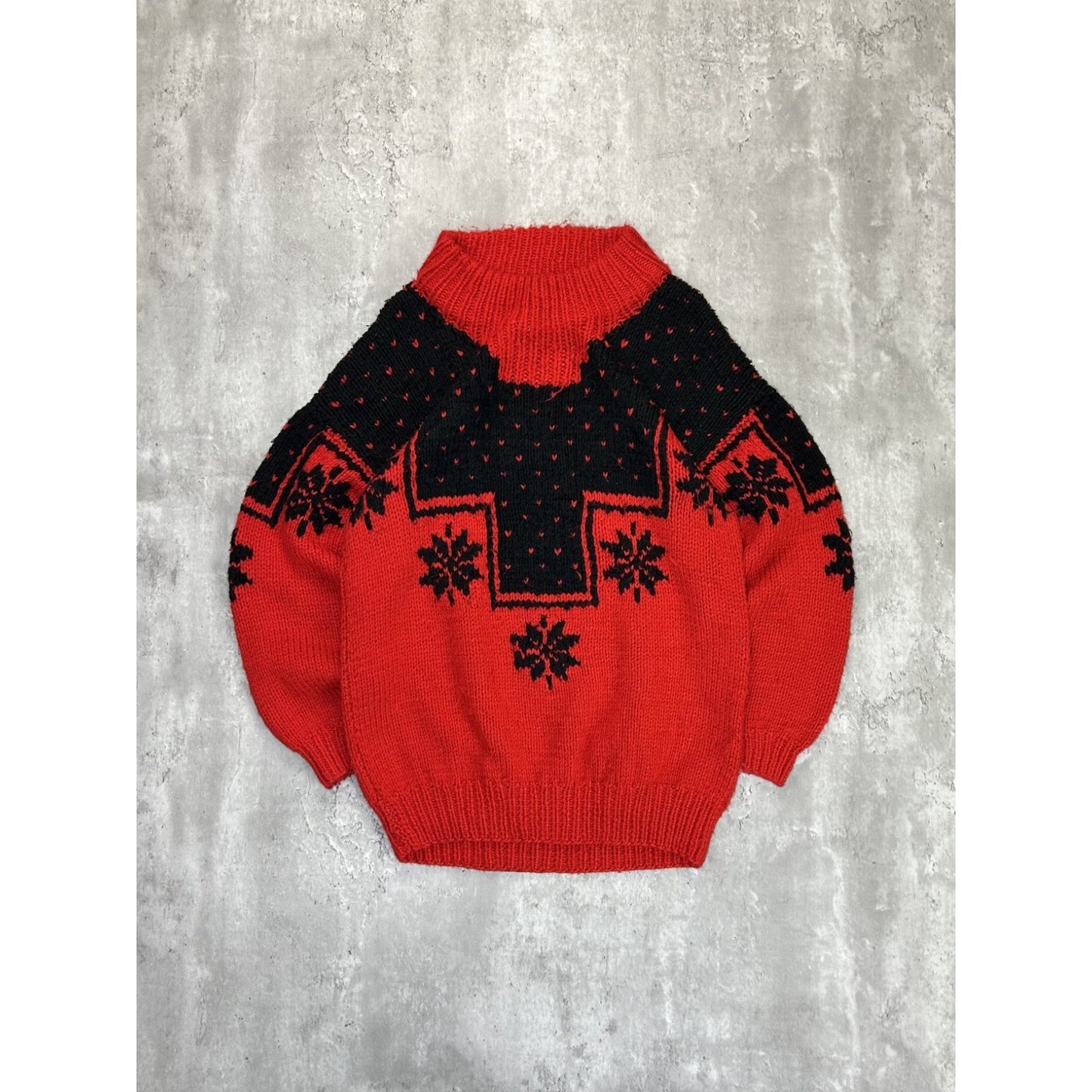Vintage 80s/90s Handmade Snowflake Graphic Pullover Mock Neck Sweater Size Large