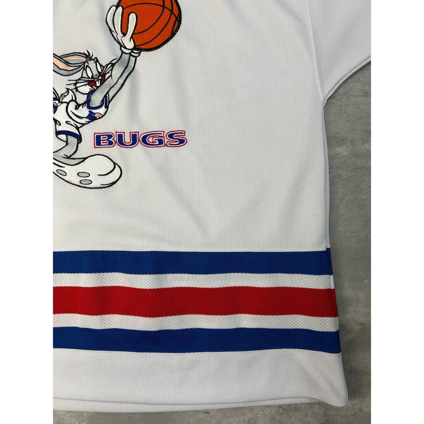Vintage 1996 Space Jam Bugs Bunny Stitched Movie Promo Hockey Jersey Size Medium