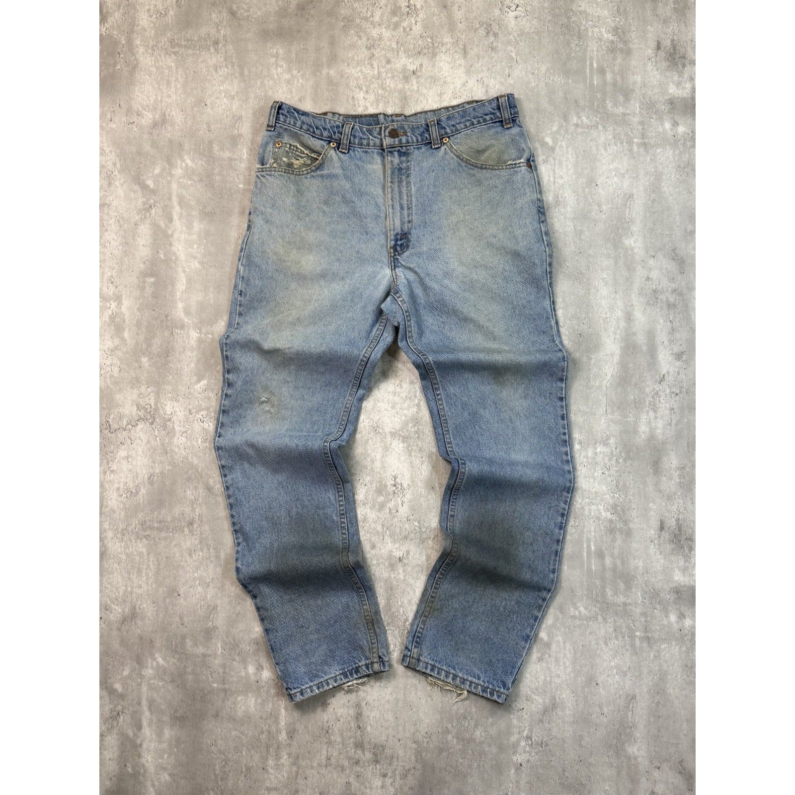 Vintage 80s Levis Orange Tab Distressed Light Wash Denim Pants Size 34