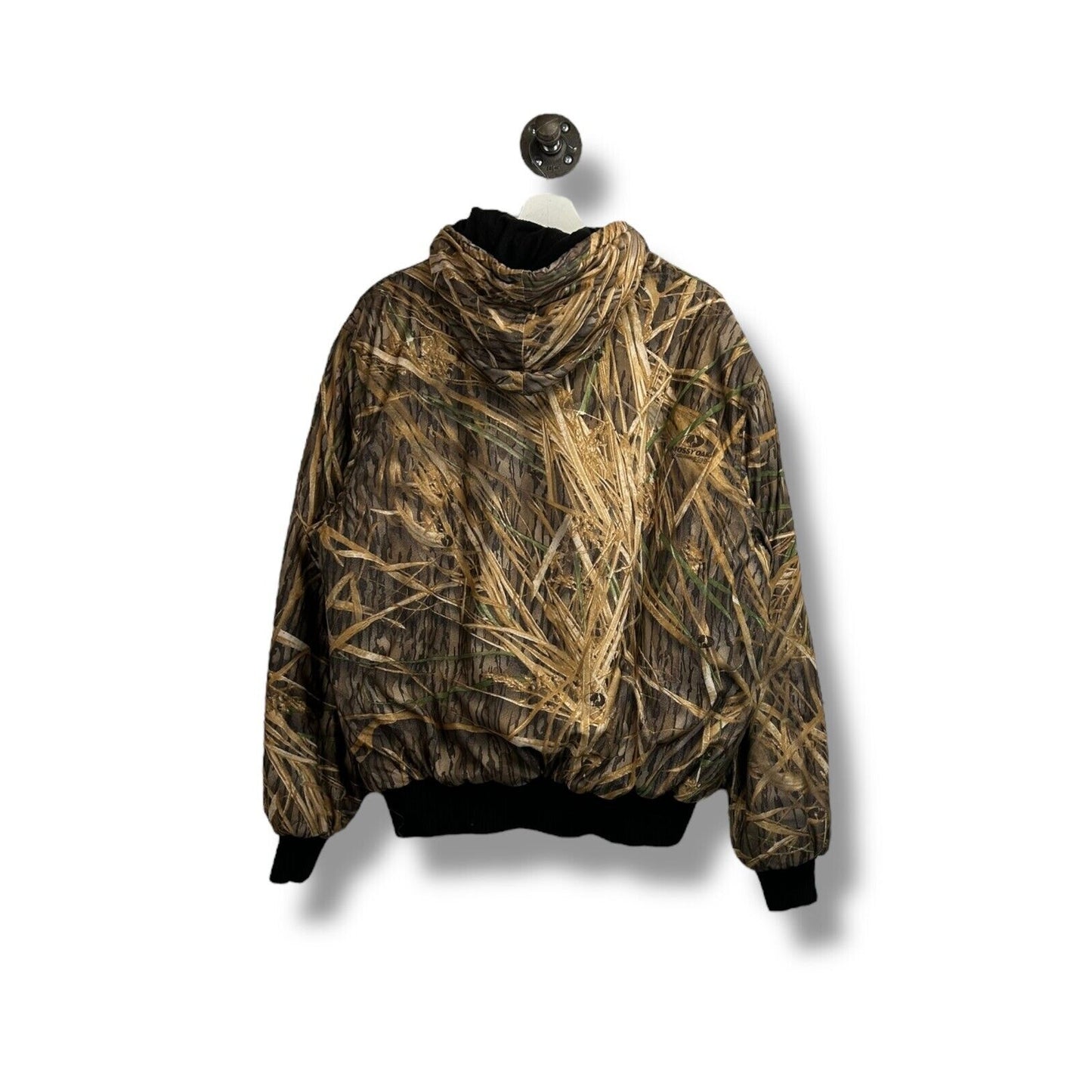 Vintage Insulated Mossy Oak Shadow Grass Camo Hooded Hunting Jacket Size Large