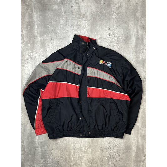 Vintage Nascar Racing Embroidered Logo Full Zip Nylon Windbreaker Jacket Sz 2XL