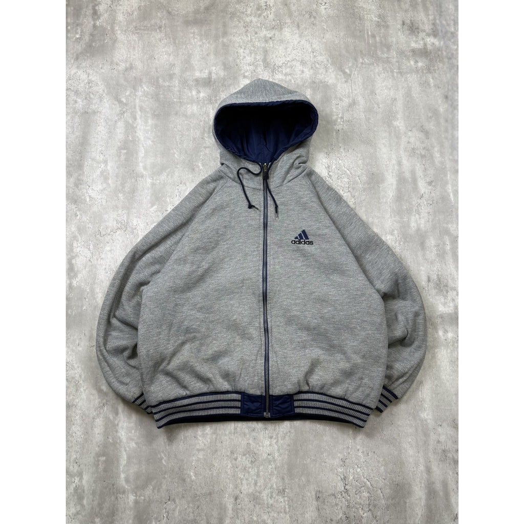 Vintage Adidas Reversible Full Zip Hooded Bomber Jacket Size XL