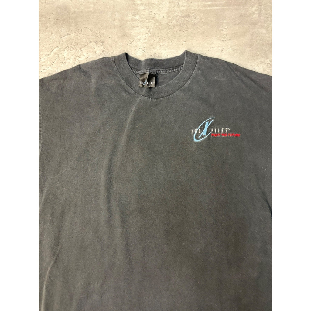 Vintage 1998 The X Files Tv Show Promo Embroidered Spellout T-Shirt Size XL