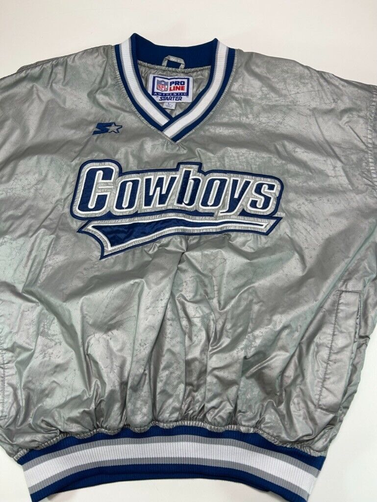 VTG 90s Dallas Cowboys NFL Nylon Pull Over Starter Windbreaker Jacket Size Large