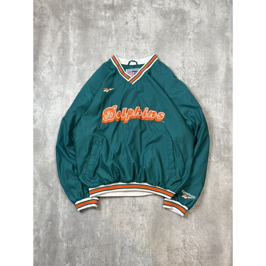 Vintage Miami Dolphins NFL Reebok Nylon Windbreaker Jacket Size Large