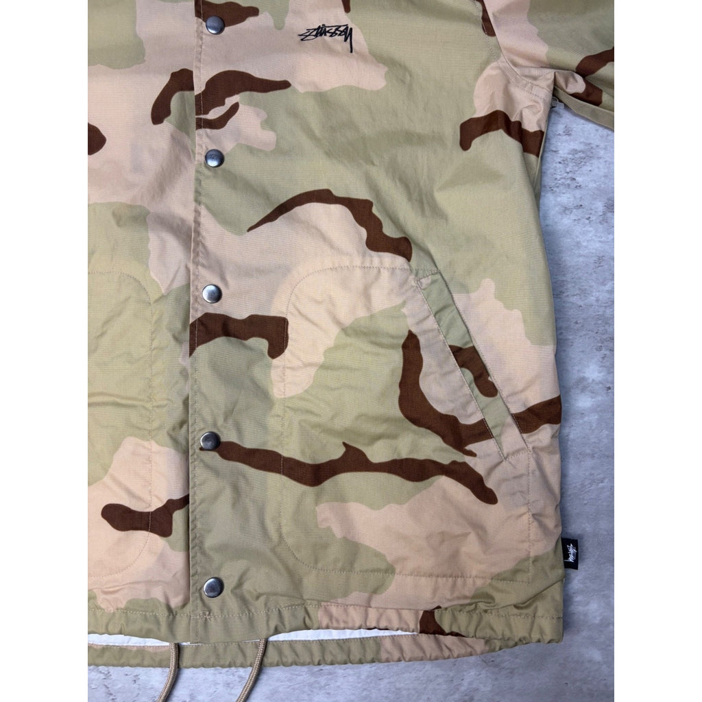 Vintage Stussy Desert Camo Graphic Spellout Coaches Jacket Size Small