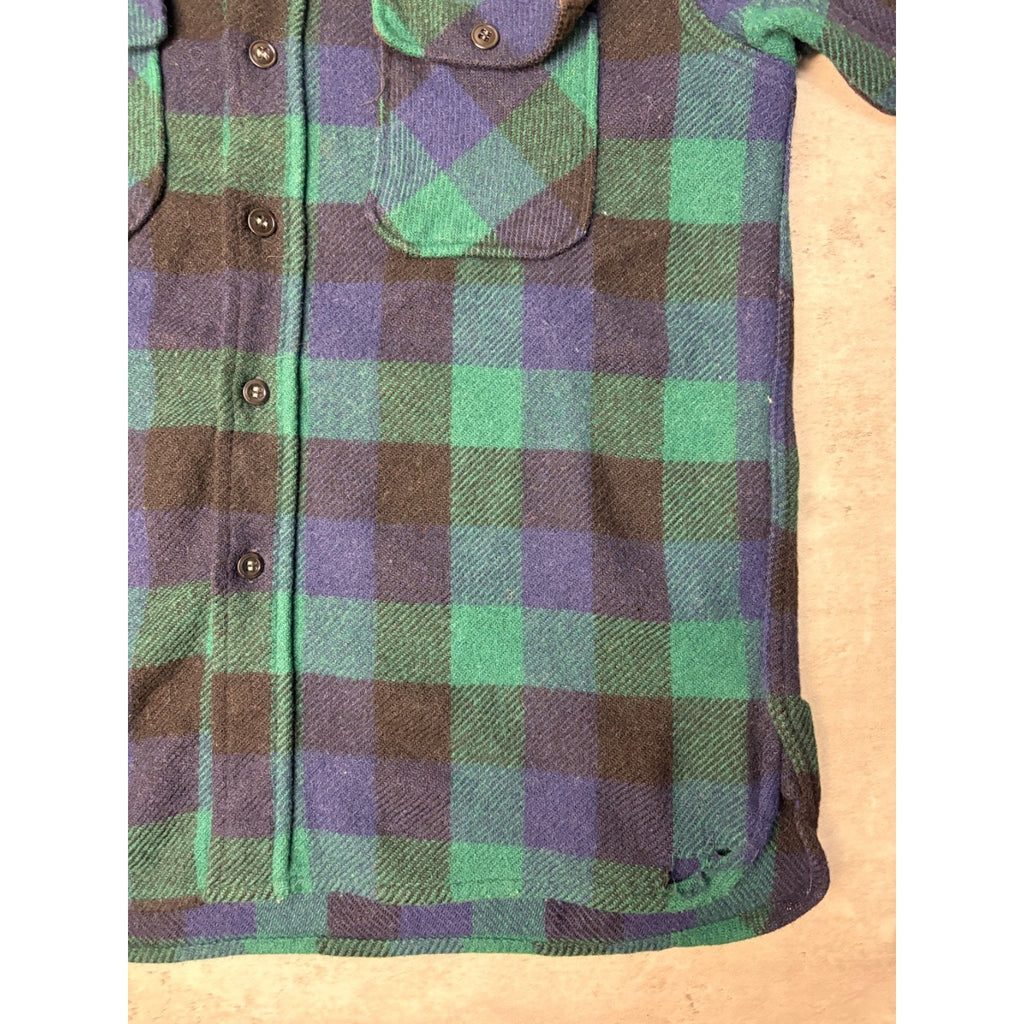 Vintage 1950s/60s King Kobe Heavy Weight Plaid Print Button Up Shirt Size Large