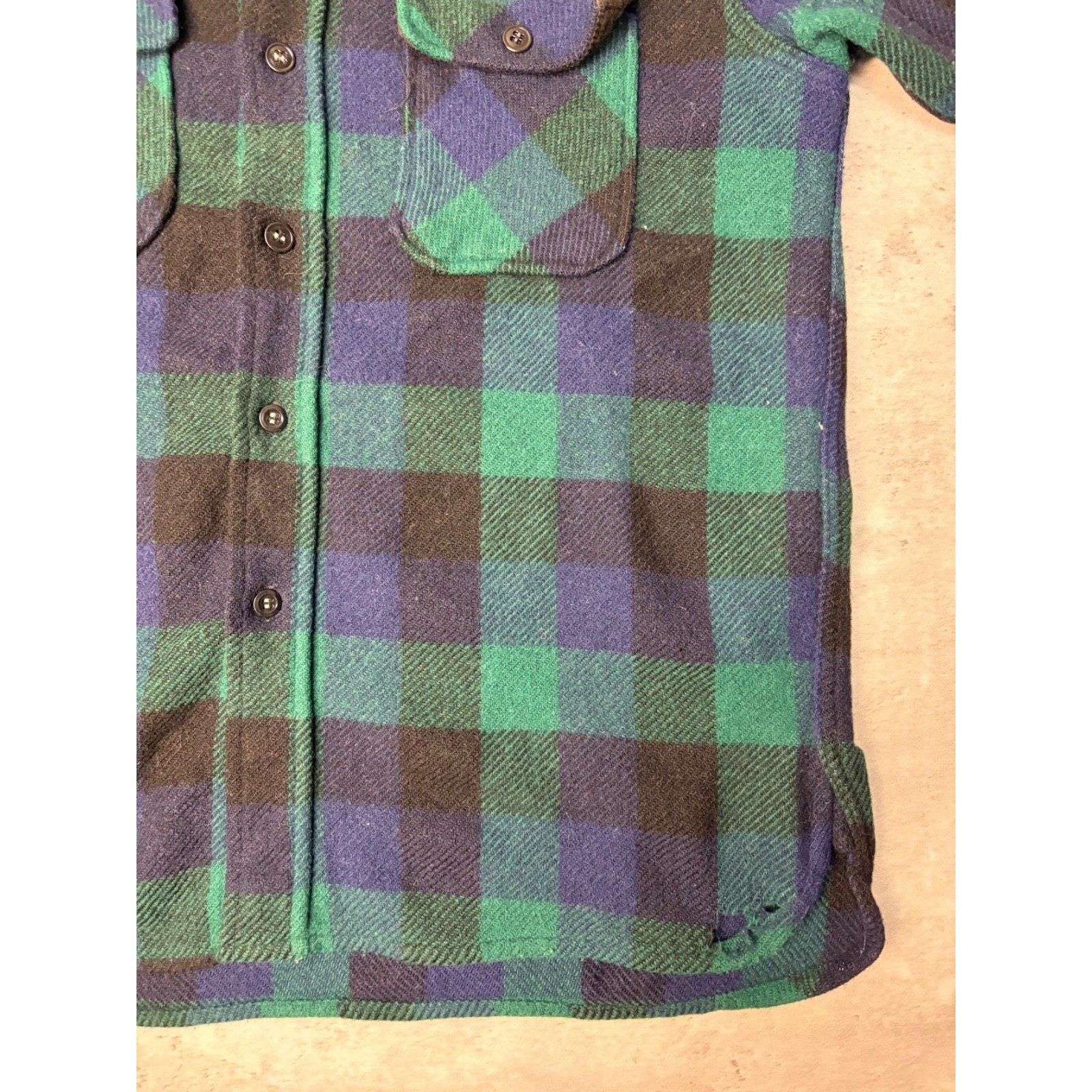 Vintage 1950s/60s King Kobe Heavy Weight Plaid Print Button Up Shirt Size Large