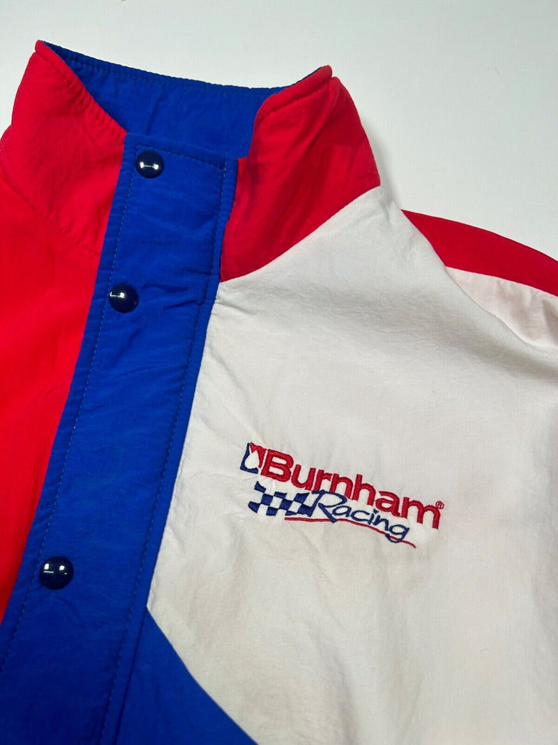 Vintage 90s Burnham Racing Embroidered 3 Tone Light Windbreaker Jacket Size XL