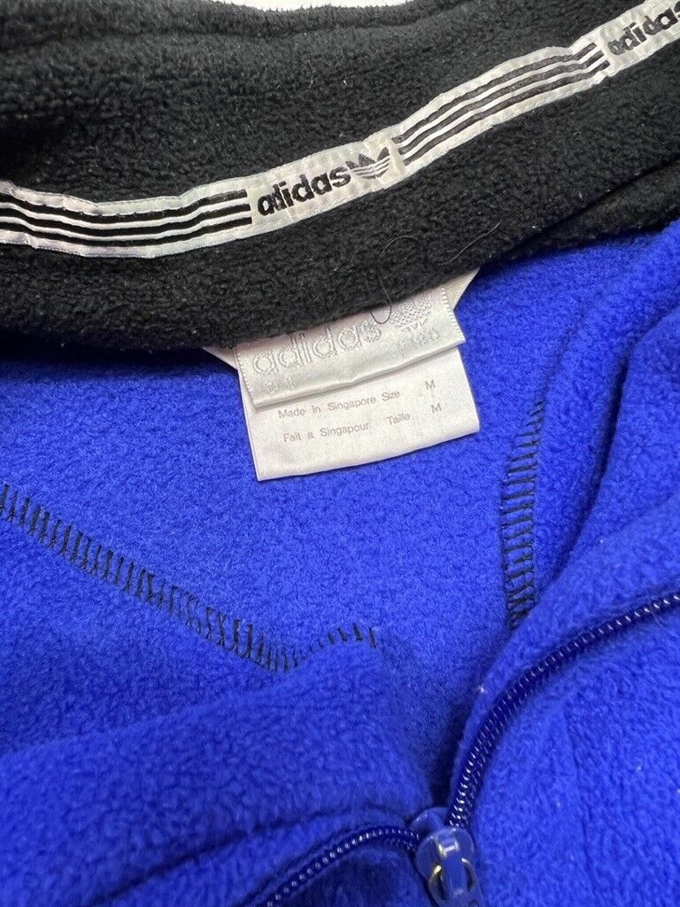 Vintage 90s Adidas Trefoil Embroidered Logo 1/4 Zip Fleece Sweatshirt Sz Medium