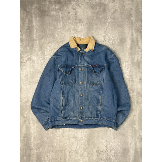 Vintage Rustler Blanket Lined Medium Wash Denim Trucker Jacket Size Medium